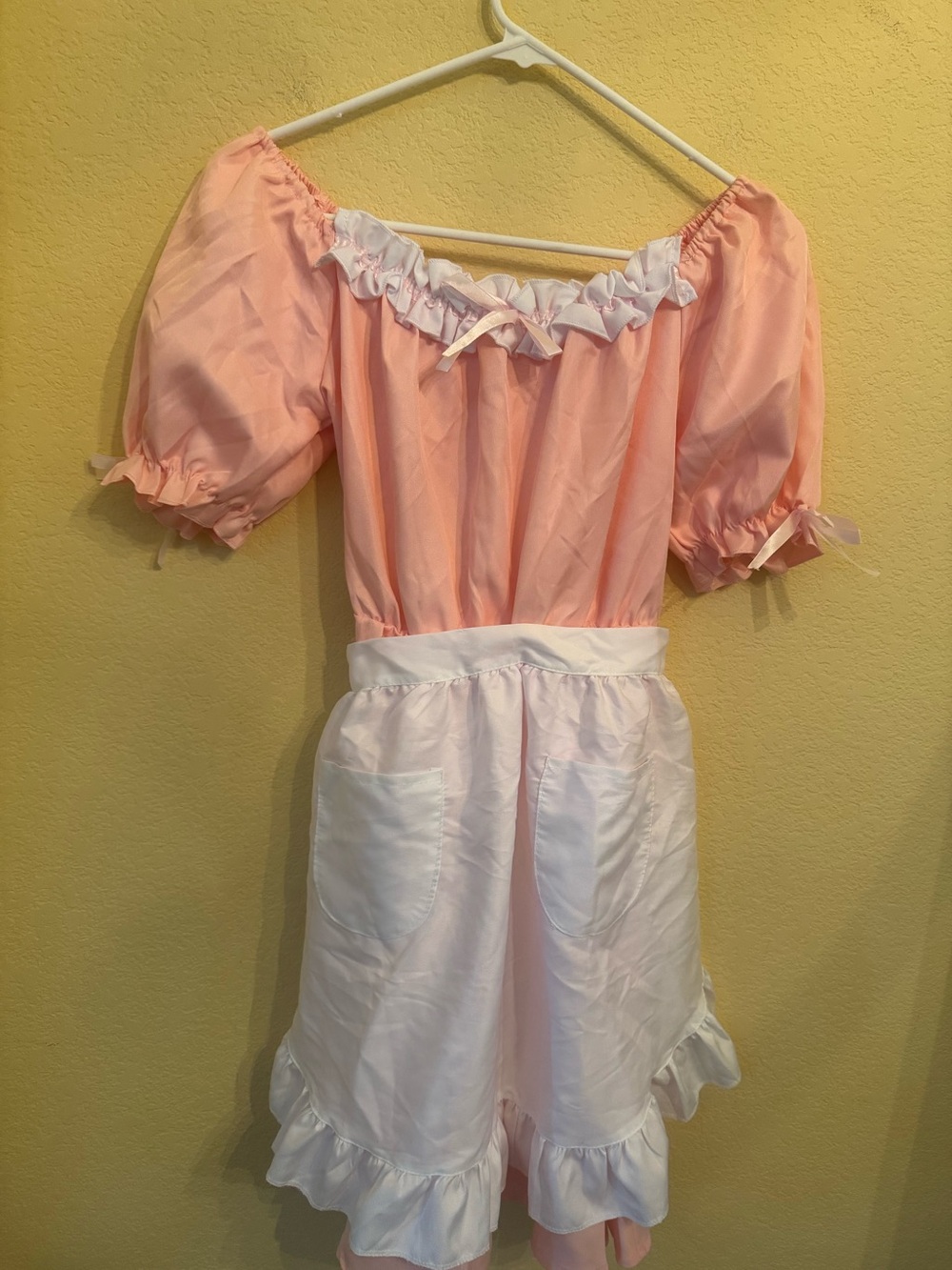 Pink & White Maids Costume Dress Apron and Accessories Size XL